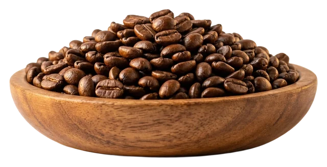 A bowl of Ember house blend coffee beans