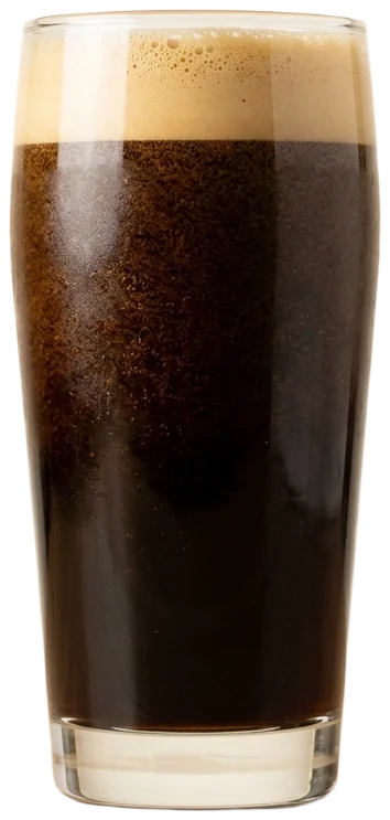 Nitro cold brew in a tall glass with a creamy head